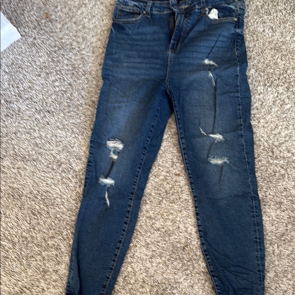 Kendall and Kylie Blue Skinny Distressed Jeans